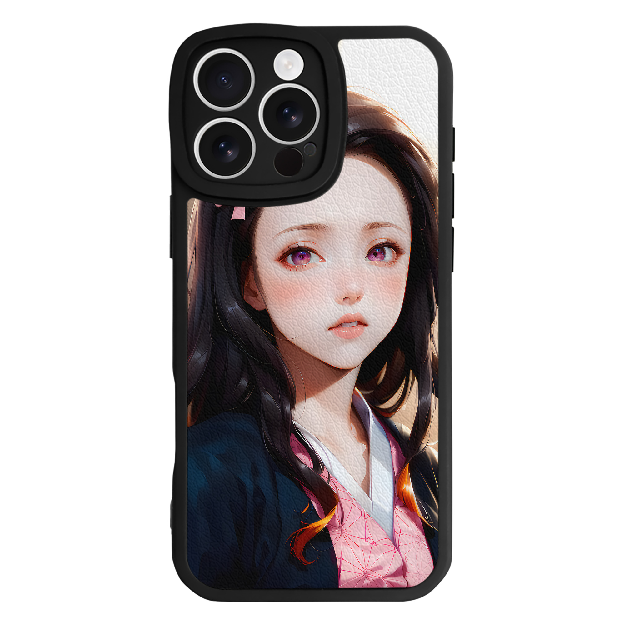 （画像用） 鬼滅の刃（きめつのやいば）竈門 禰󠄀豆子／かまど ねずこ Kamado Nezuko 【iPhone 16シリーズ対応】シリコンスマホケース（レザー調） 材質：シリコン